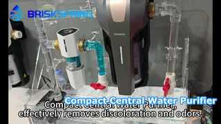 El purificador de agua central compacto elimina eficazmente la decoloración y los olores.