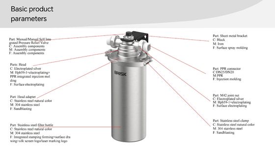 Prefiltro de toda la casa de acero inoxidable con diseño anti-obstrucción Eliminar la decoloración y 0.1 0.7MPa presión del agua