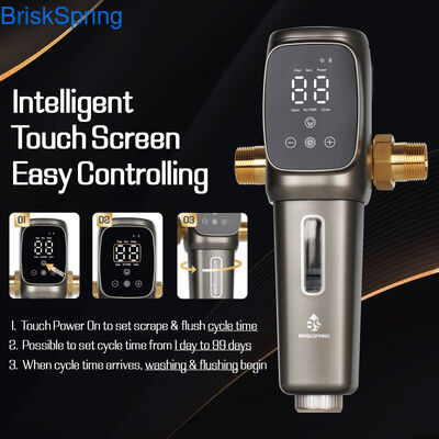 Prefiltro automático de retrolavado, filtro de sedimentos inteligente, prefiltro de alto flujo para entrada de agua en villas, apartamentos y hogares