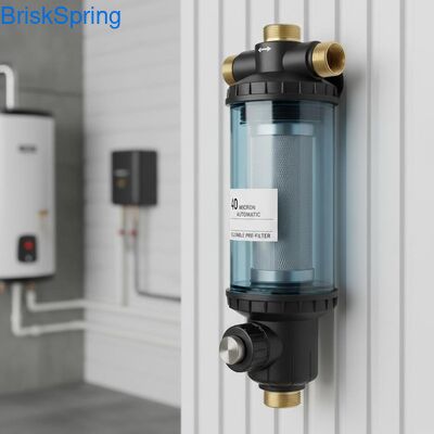 40 Micrones Prefiltro de agua totalmente automático reutilizable para la eliminación de sedimentos de toda la casa