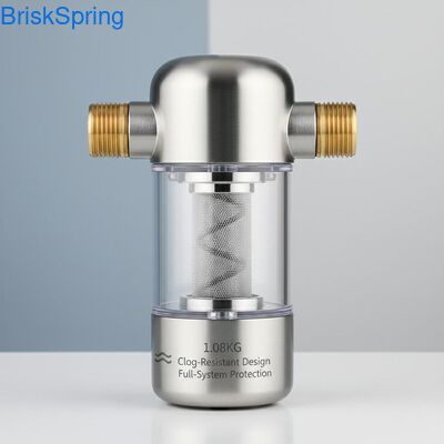 Prefiltro de agua compacto de 1,08 kg con diseño resistente a obstrucciones y protección completa del sistema