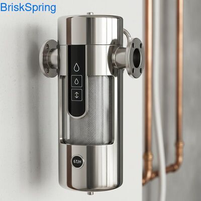 Prefiltro de agua de malla de acero inoxidable de alta corriente 6T H 316L para toda la casa con control táctil