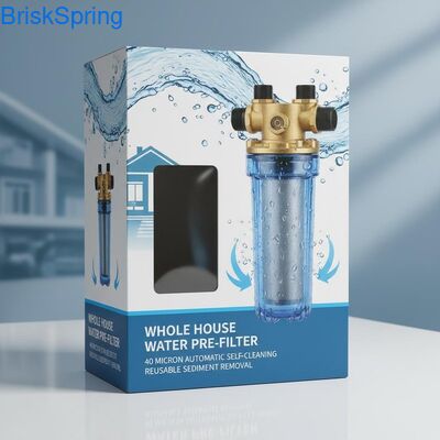 40 Micrones Prefiltro de agua totalmente automático reutilizable para la eliminación de sedimentos de toda la casa
