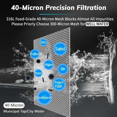 Prefiltro manual de agua para toda la casa de cuarta generación con precisión de filtración de 40 µm y filtración de malla reutilizable