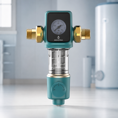 Prefiltro de agua para toda la casa de décima generación con precisión de filtración de 40 µm, raspado impulsado por agua y filtro de malla reutilizable