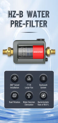Filtro de agua prefiltro para toda la casa horizontal HZ-B con precisión de filtración de 40 µm, lavado manual y caudal nominal de 7 t/h