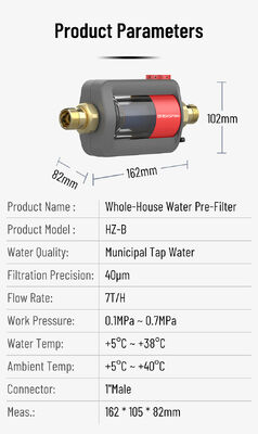 Filtro de agua prefiltro para toda la casa horizontal HZ-B con precisión de filtración de 40 µm, lavado manual y caudal nominal de 7 t/h