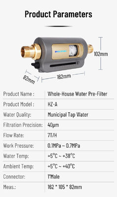 Filtro de sedimentos prefiltro para toda la casa BriskSpring HZ-A 7 T/H de 40 micrones con instalación giratoria de 360 grados
