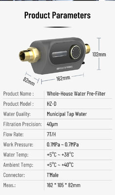 BriskSpring HZ-D 40 Micron Prefiltro de sedimentos de toda la casa con 7 T/H de flujo y 360 grados de instalación giratoria