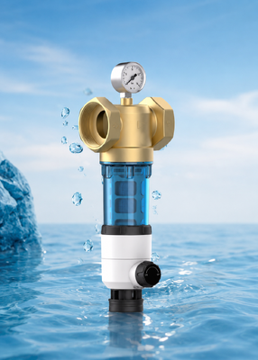 BriskSpring T1-Z2-BS Prefiltro de agua para toda la casa de raspado de doble cara con filtración y manómetro de presión de 40 micras