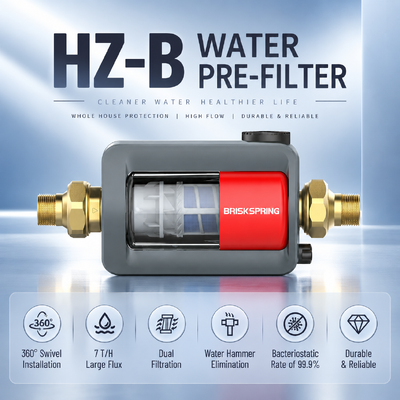 Filtro de agua prefiltro para toda la casa horizontal HZ-B, filtro de sedimentos con descarga manual de 40 micrones, 7T/H