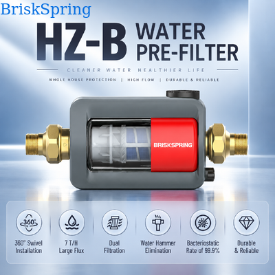 HZ-B Horizontal Whole House Water Pre Filter 40 Micron Manual Flush Sediment Filter 7T/H