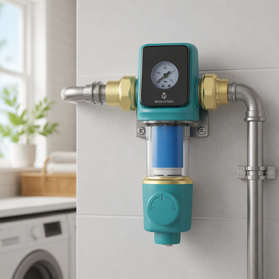 Filtro de agua para toda la casa con filtración de 40 micras, retrolavado manual y caudal de 22 GPM