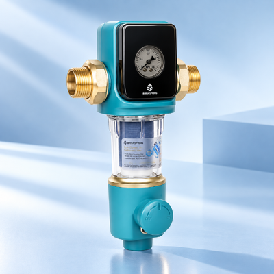 Prefiltro de agua para toda la casa de 40 micrones con malla reutilizable y lavado manual para la eliminación de sedimentos