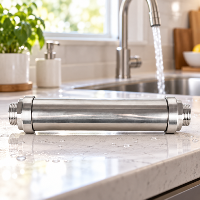 Descalcificador de agua sin sal ni químicos con polarización iónica - Sistema de prevención de incrustaciones para toda la casa
